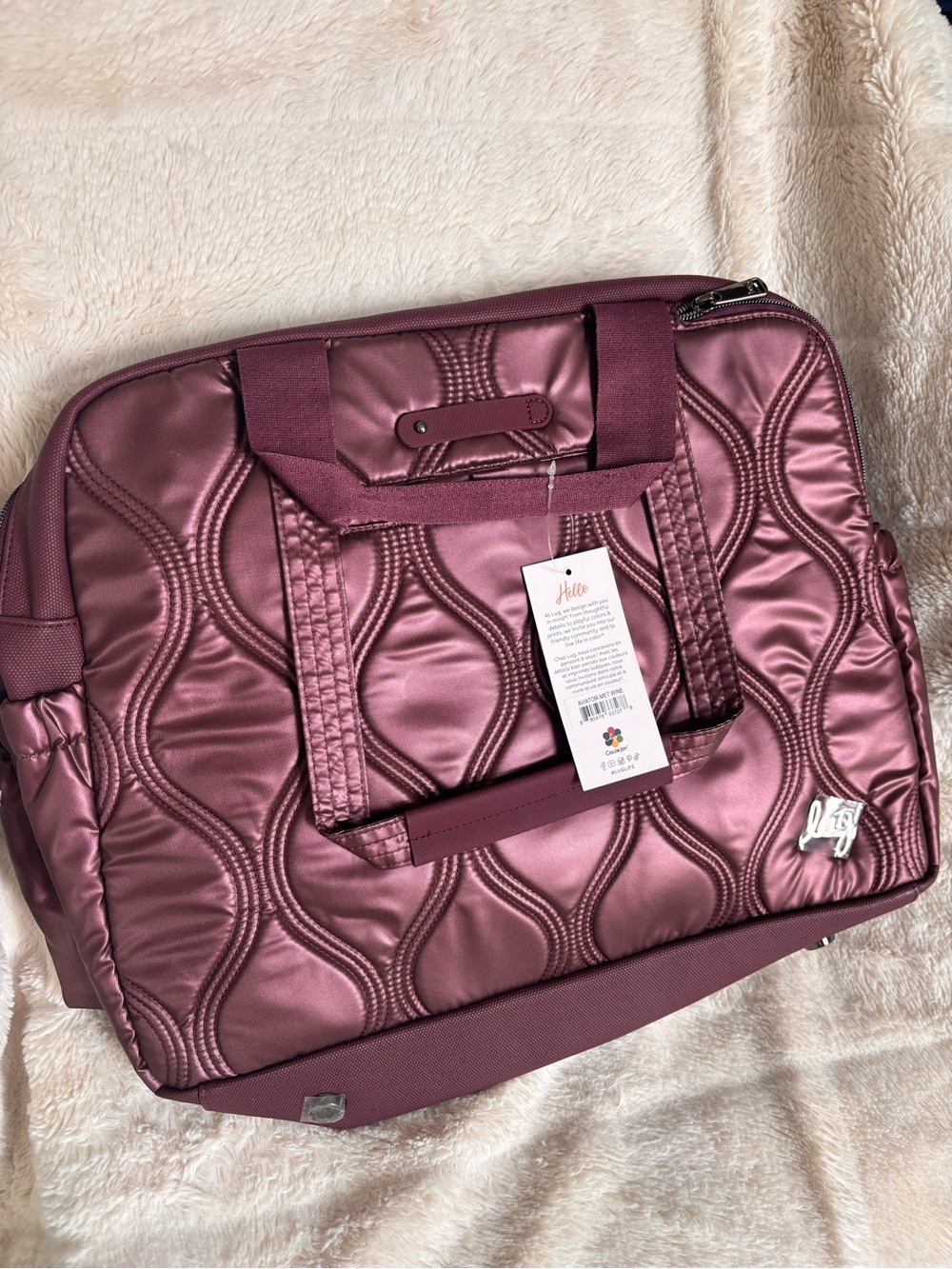NWT Lug Aviator Carry-All Tote Metallic Wine